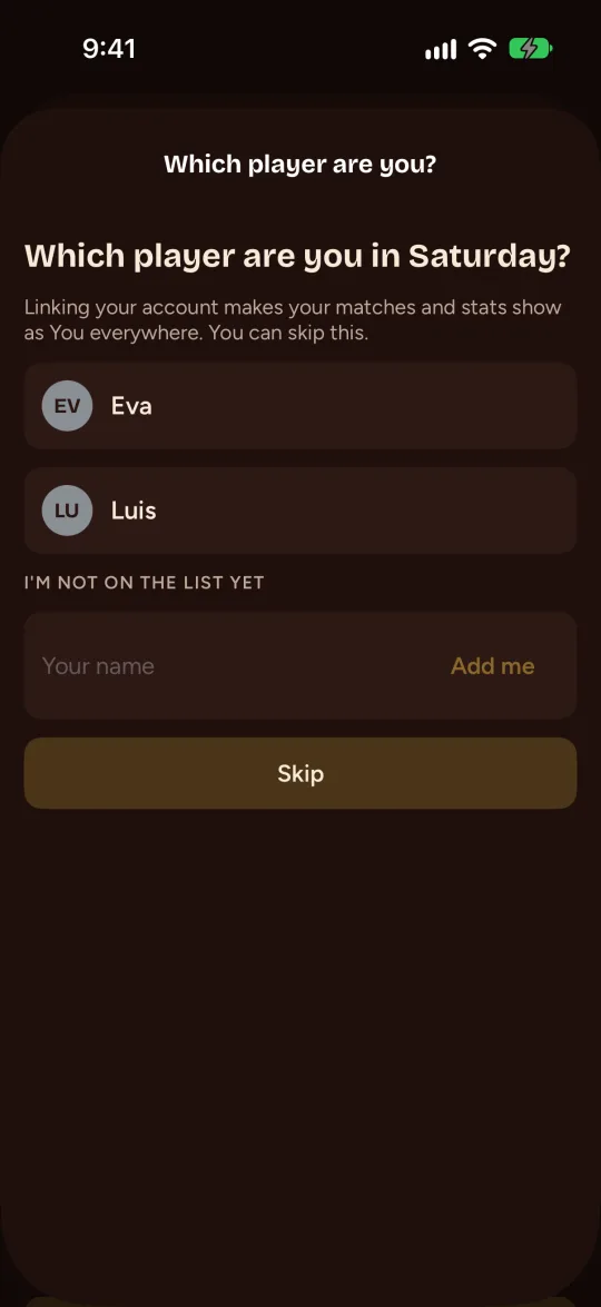 Elegir qué jugador eres.