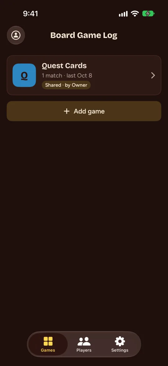 Un juego compartido en la lista de Juegos.