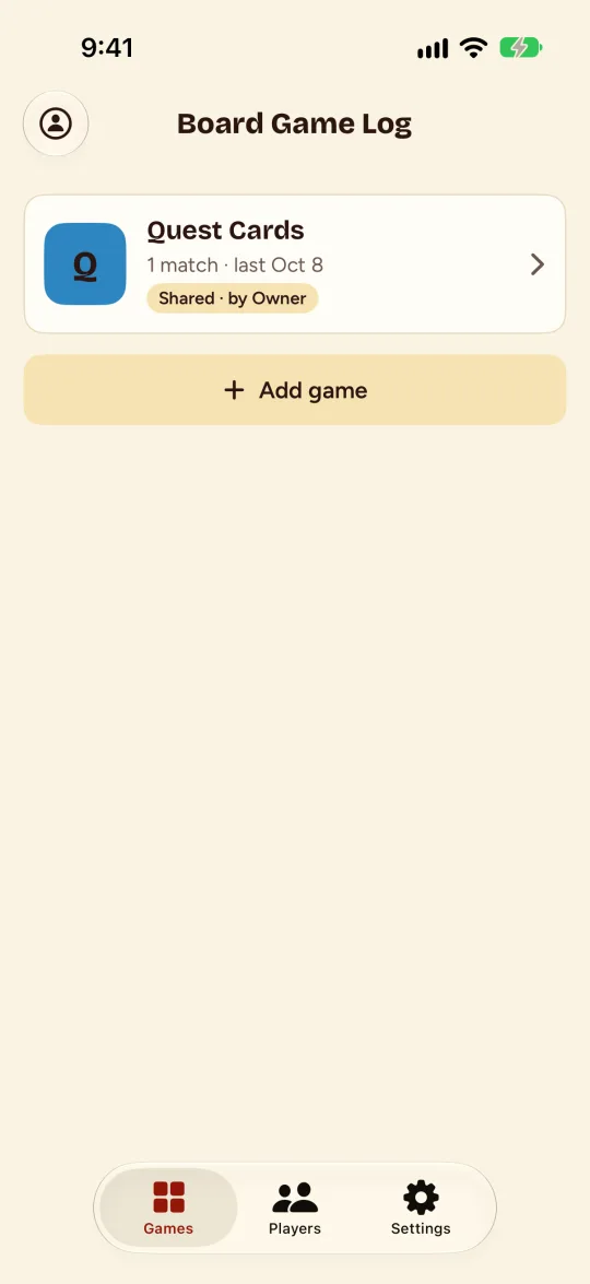 Un juego compartido en la lista de Juegos.